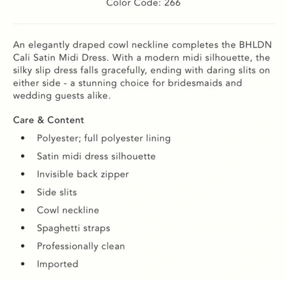 BHLDN by Anthropologie Cowl Neck Slip Midi Dress - Picture 7 of 7